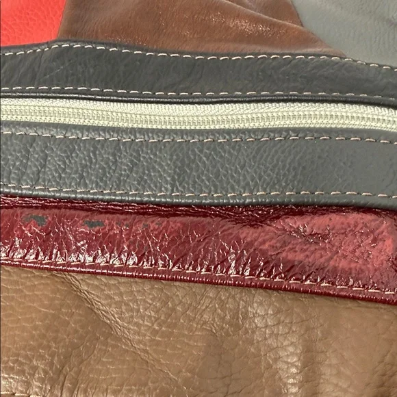 Patchwork Leather Hobo Bag Boho Slouchy Shoulder Purse Y2K artisan Indie - Picture 11 of 12